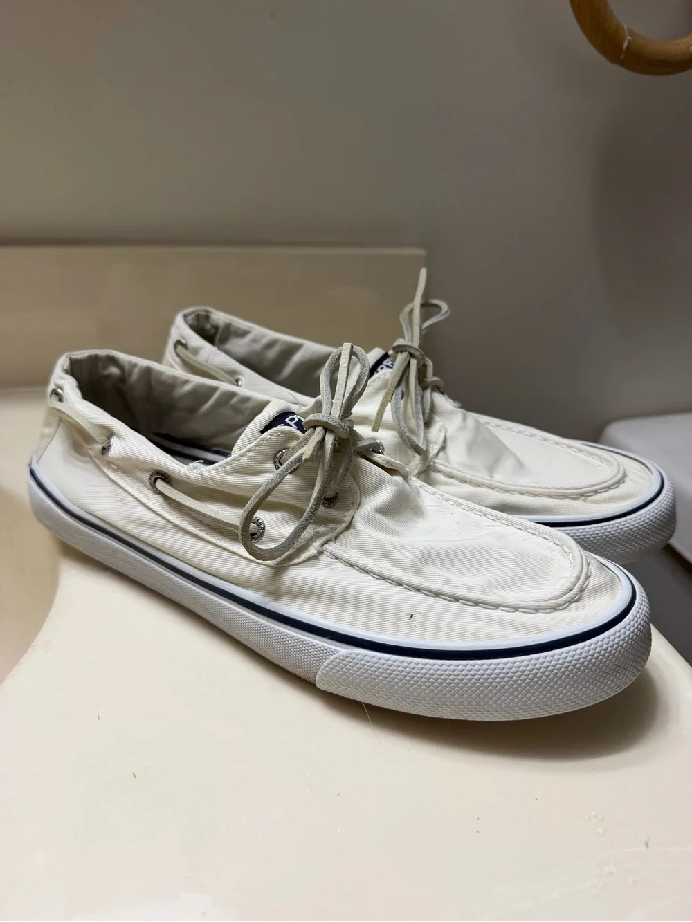 Sperry Men's Canvas Boat Shoes in Off-White